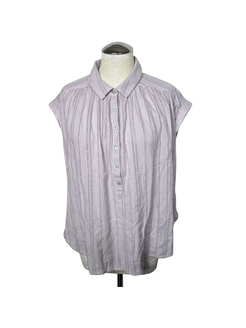Lucky Brand Lavender Half Button Down Sleeveless Blouse S